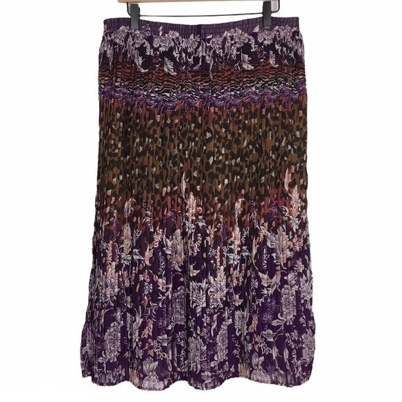 BONWORTH Skirt Midi Accordion Animal Print Floral Garden Party Hippie Boho XL - Picture 3 of 7